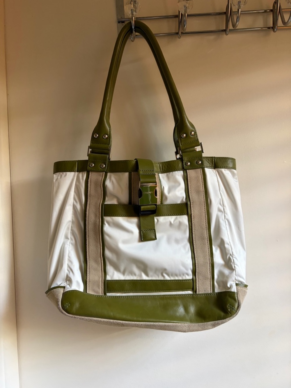 DKNY Olive, Cream and Tan Tote Bag
